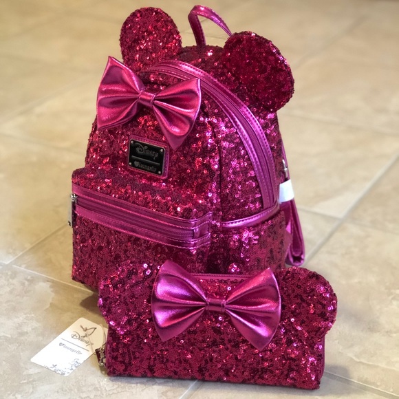 loungefly pink sequin backpack